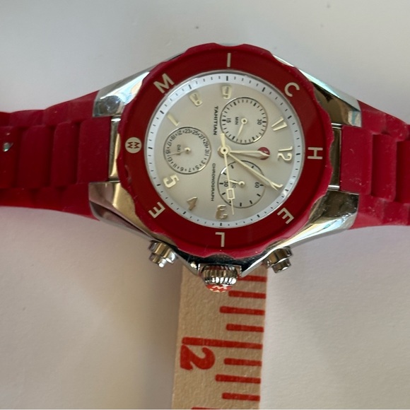 Michele Tahitian Jelly Bean Red Ladies Chronograph Watch - Picture 15 of 16